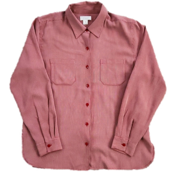 3/$20 Christopher & Banks Red & White Button-Up Shirt - Picture 1 of 9